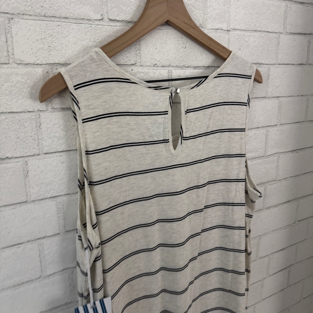 MARKET & SPRUCE Stitch Fix Striped Off-White Merrit One Pocket Knit Tank - Picture 6 of 8